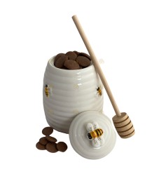 Keramikhoniggefäß mit Honig Milchschokolade Mini's