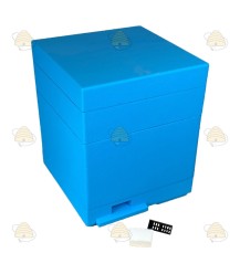 Mini Plus Styroporbeute Deluxe blau mit Futtertrog und Kunststoffrand