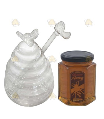 Glas Honigglas klein und 350 Gramm Honig