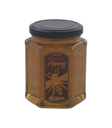 Glas Honigglas klein und 350 Gramm Honig