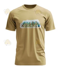 T-shirt 'de evolutie van een imker' beige T-shirt 'de evolutie van een imker' beige