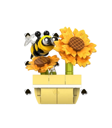 Bijtje op zonnebloem - Bouwstenen set - 85 st.