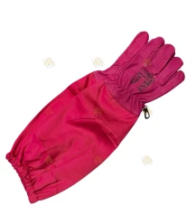 Imkerhandschoenen, leer & katoen roze - Lyson