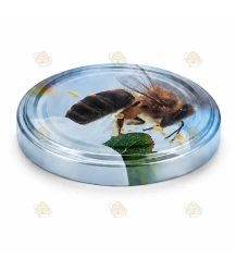 Biene auf Apfelblüte 63 mm TO Deckel - 60 Stück