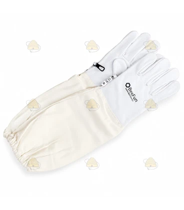 Imkerhandschuhe Leder & Baumwolle weiß - BeeFun®