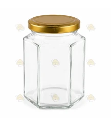 Sechseckglas 196 ml / 250 g mit Deckel