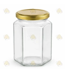 Sechseckglas 278 ml / 350 g mit Deckel