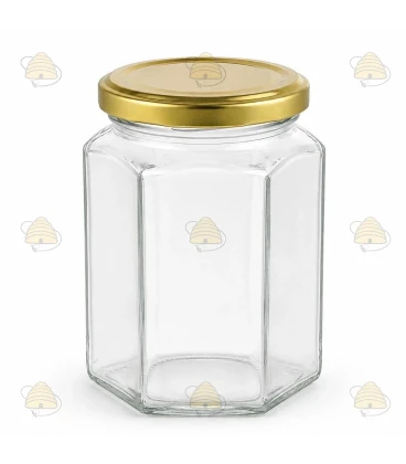 Sechseckglas 278 ml / 350 g mit Deckel