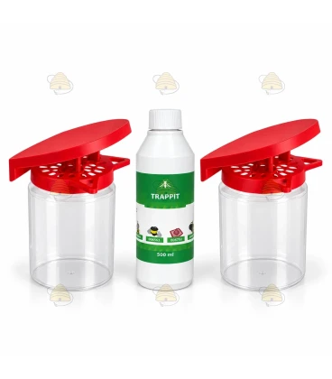 Gartenset Asiatische Hornisse: 2 Arbeiterinnenfallen mit Dächern und Trappit 500 ml